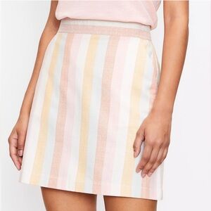 LOFT Pastel Striped Pocket Cotton Blend A-Line Shift Skirt Size 8